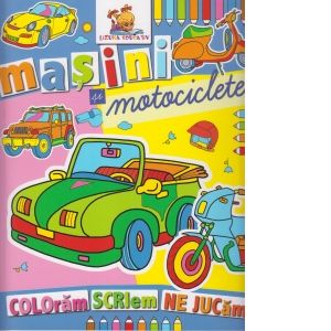 Masini si motociclete. Carte de colorat